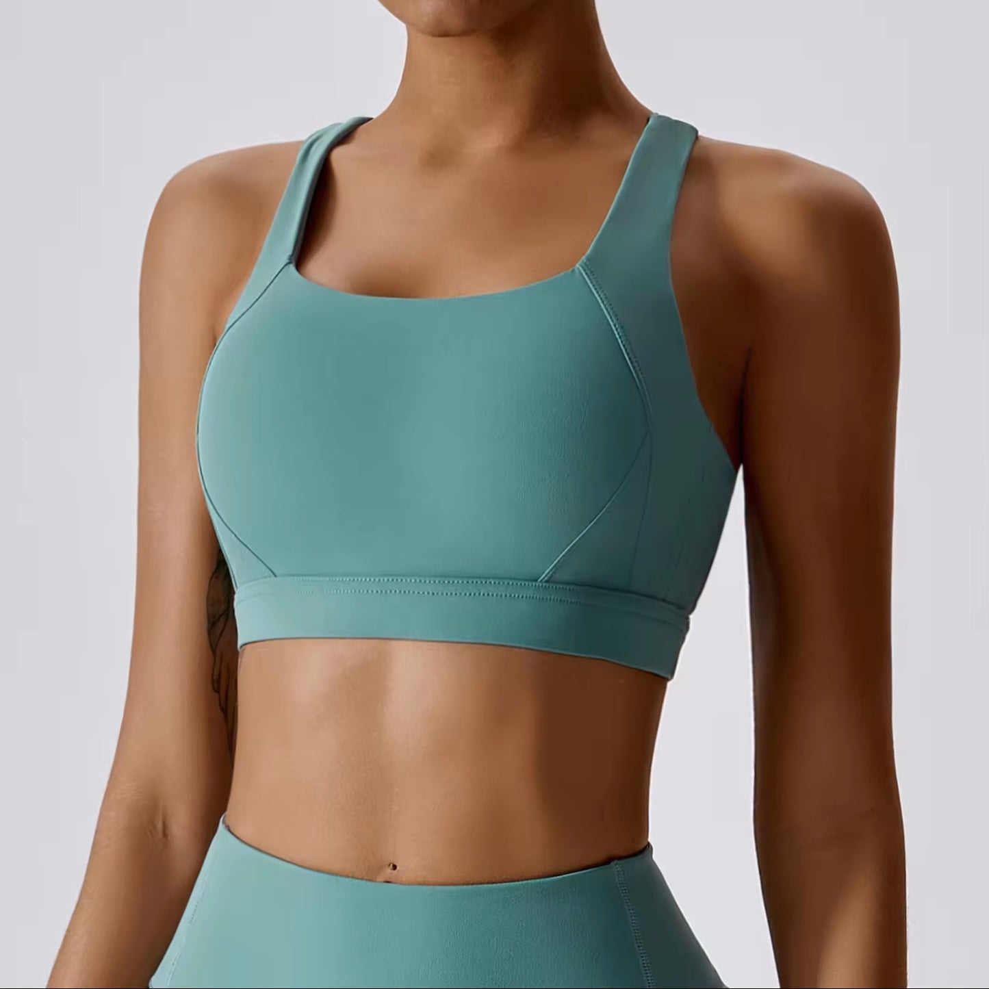 4-Piece Crop Top Jacket Bra Seamless Leggings and Shorts Set