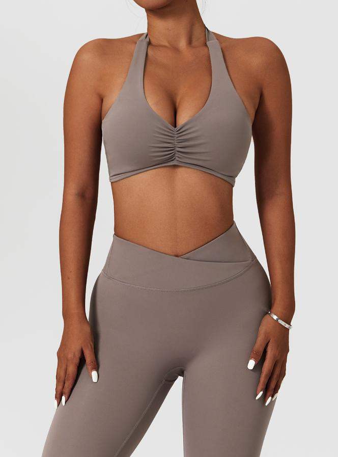 Halter  Neck Bra & Cross Waist Yoga Pants