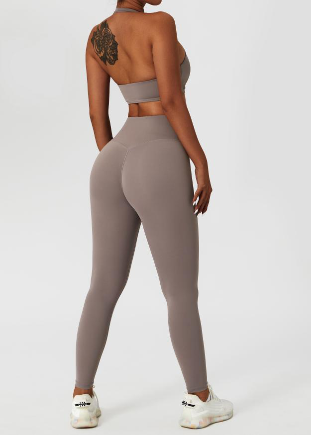 Halter  Neck Bra & Cross Waist Yoga Pants