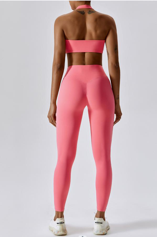 Halter  Neck Bra & Cross Waist Yoga Pants
