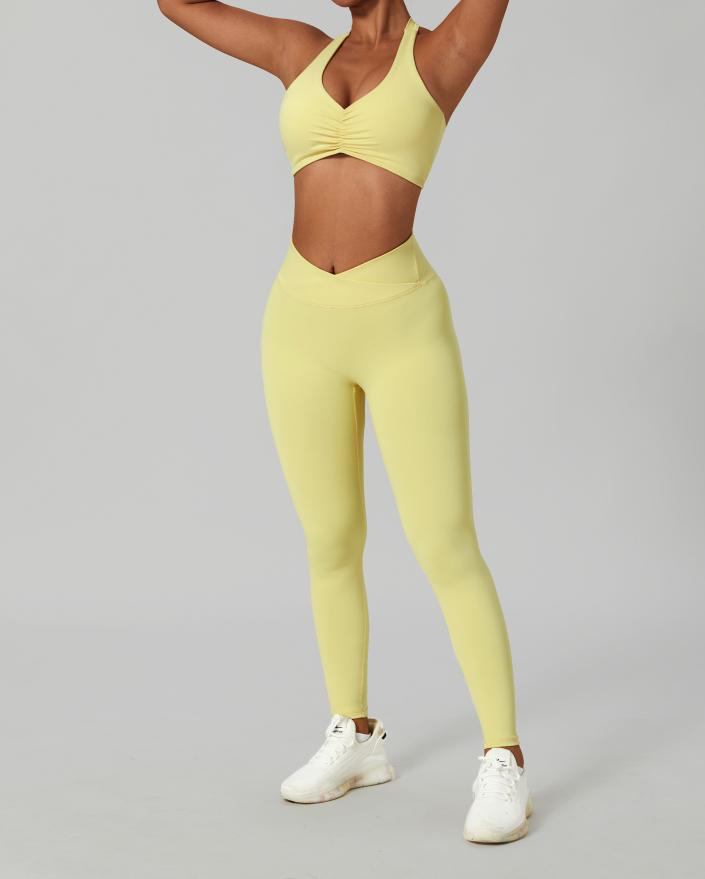 Halter  Neck Bra & Cross Waist Yoga Pants