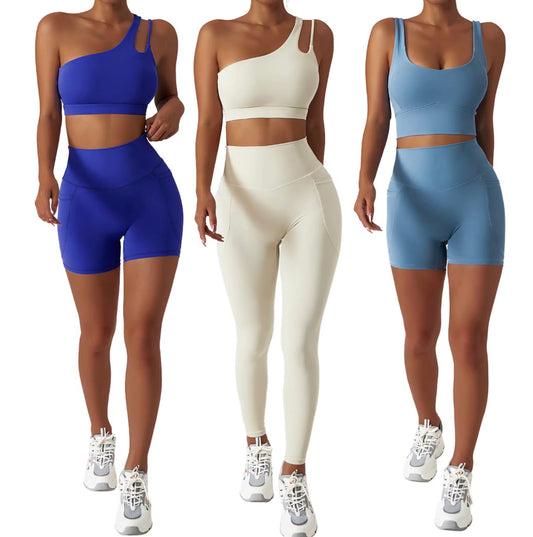 4-Piece Seamless Tummy Control Sportswear Naked Feel Fabric Yoga Set